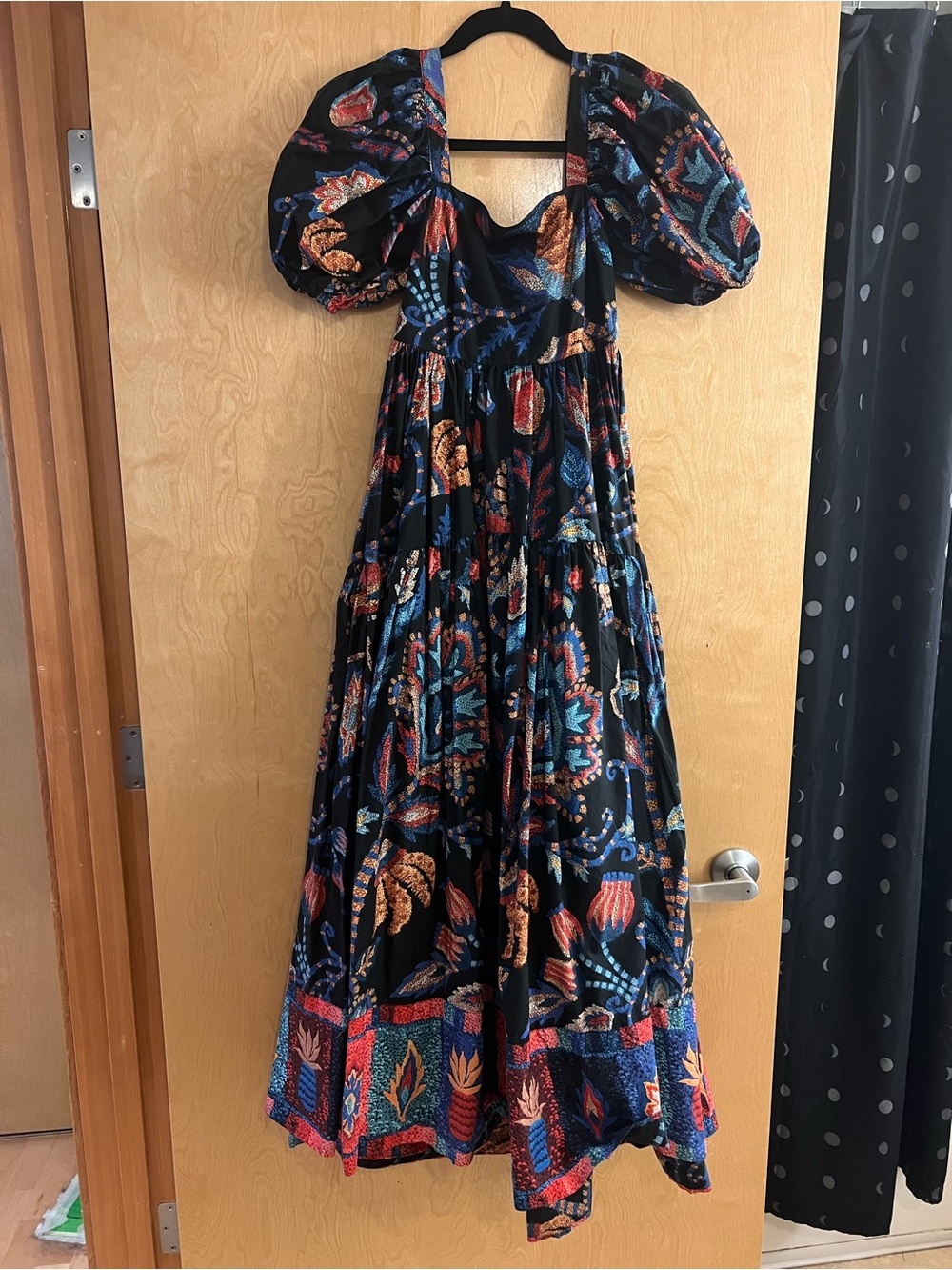 Farm Rio Sunset Tapestry Puff-Sleeve Maxi Dress XS Excellent